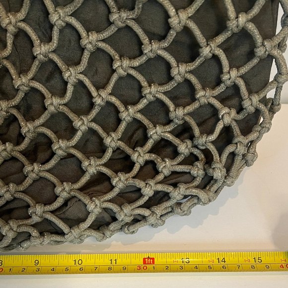 Monserat De Lucca Grey Macrame Boho Handbag Purse - Picture 3 of 5